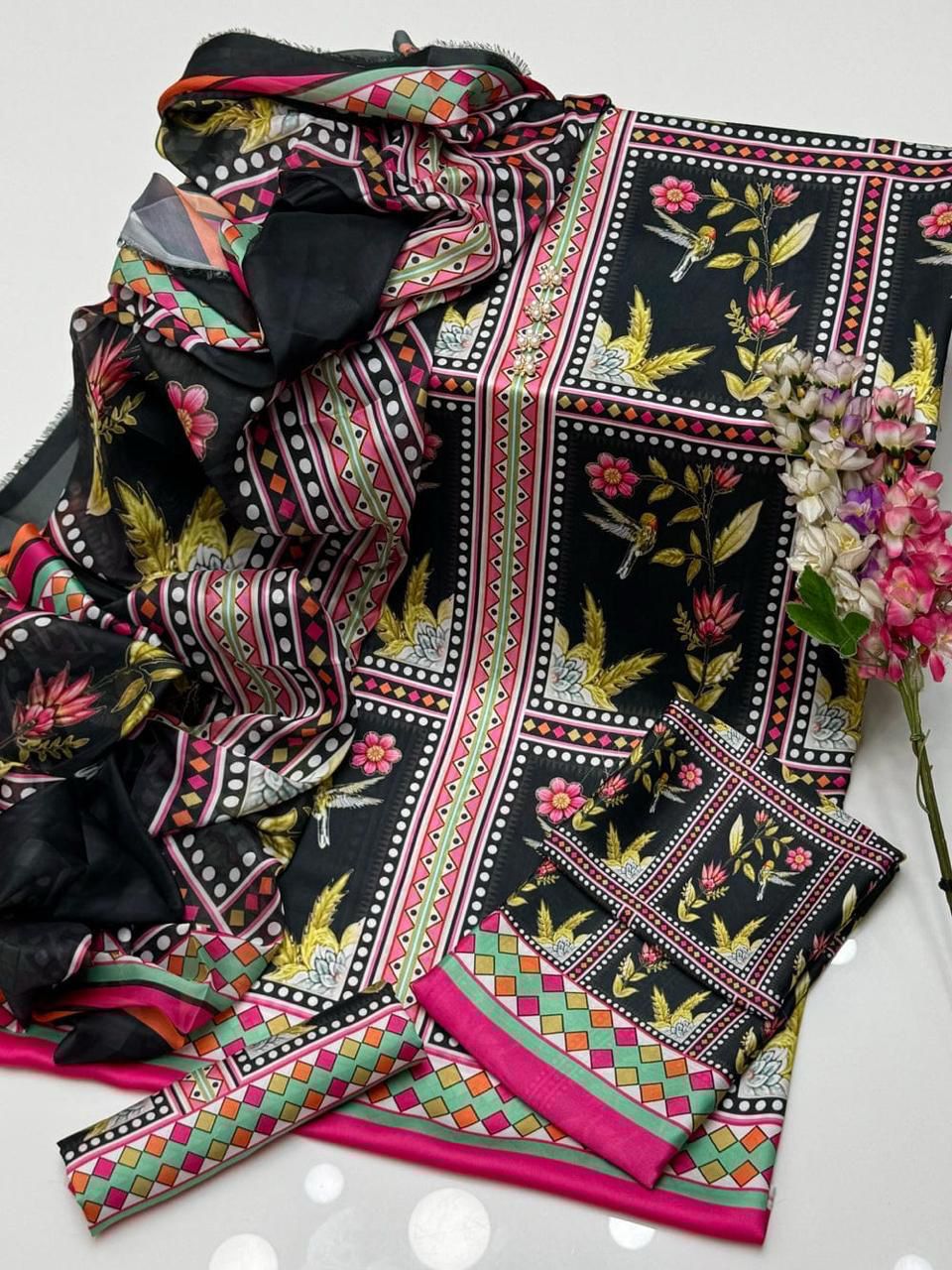 WINTER SILK DIGITAL PRINTED 3-PIECE - SD#62